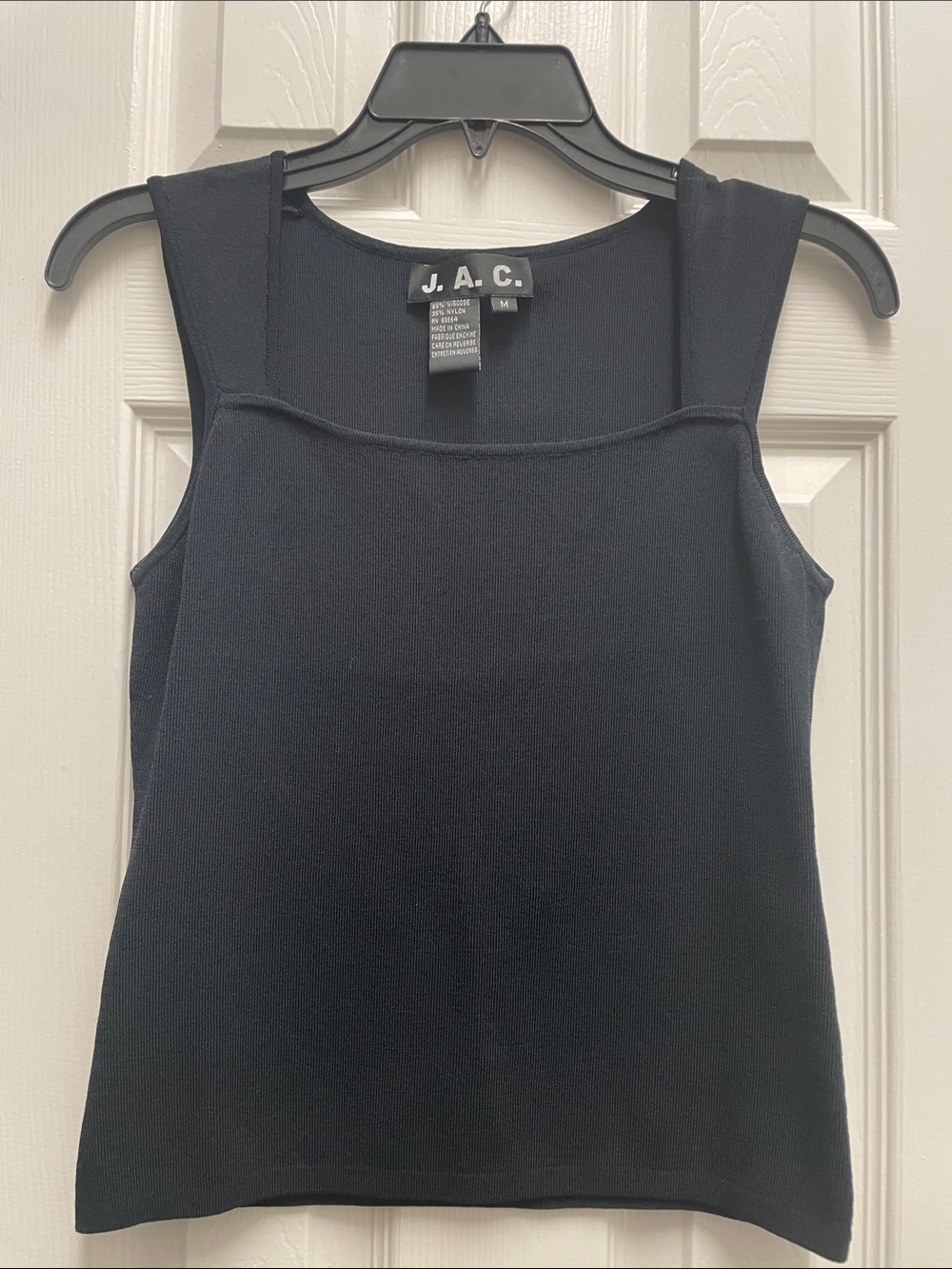 Black Square-Neck Ribbed Tank